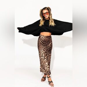 Dressed in LALA Supernova Bias Satin Skirt in Leopard Size S